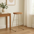 Acacia Wood and Antique Silver Bar Stool | Nandri