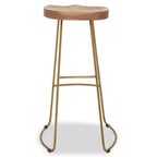 Nandri Acacia Wood and Antique Brass Bar Stool