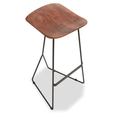 Acacia Wood with Black Frame Bar Stool | Nandri