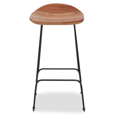 Acacia Wood and Black Frame Bar Stool | Nandri