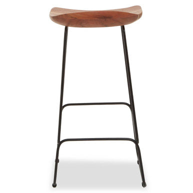 Acacia Wood and Black Frame Bar Stool | Nandri