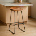 Acacia Wood and Black Frame Bar Stool | Nandri