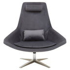 Grey Velvet Swivel Lounge Chair | Kalo
