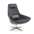 Grey Velvet Swivel Lounge Chair | Kalo