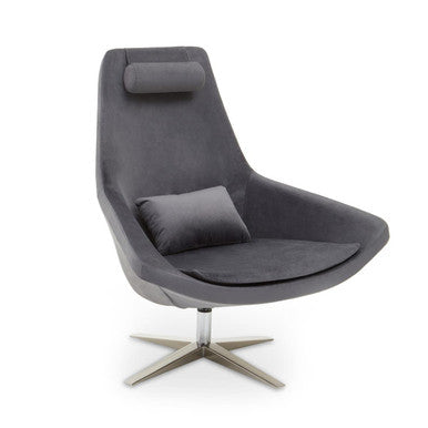 Grey Velvet Swivel Lounge Chair | Kalo