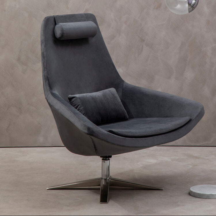 Grey Velvet Swivel Lounge Chair | Kalo