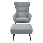 Grey Faux Leather Armchair and Footstool | Kaiko