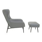 Grey Faux Leather Armchair and Footstool | Kaiko