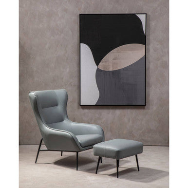 Grey Faux Leather Armchair and Footstool | Kaiko