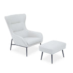 Stone Faux Leather Armchair and Footstool | Kaiko