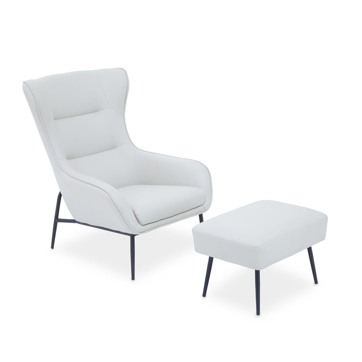 Stone Faux Leather Armchair and Footstool | Kaiko