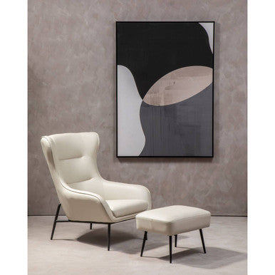 Stone Faux Leather Armchair and Footstool | Kaiko
