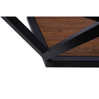 Black Hexagon Metal Frame Coffee Table with Glass Top | Cibo