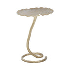 Handcrafted Floral Round Side Table with Warm Gold Finish | Inventivo