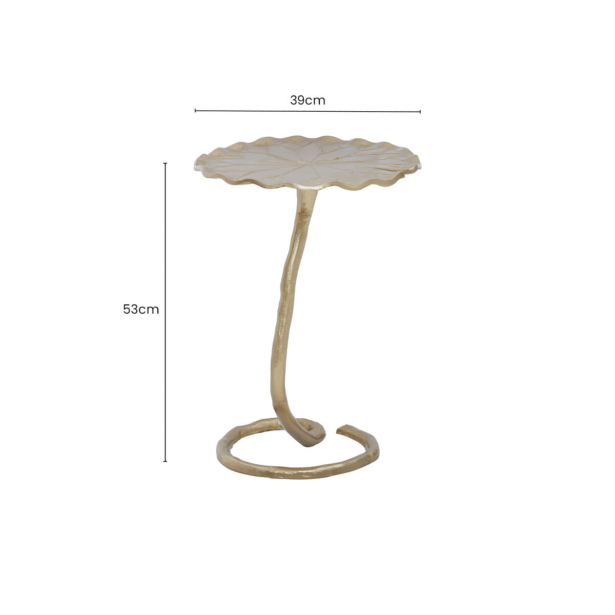 Handcrafted Floral Round Side Table with Warm Gold Finish | Inventivo