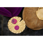 Handcrafted Floral Round Side Table with Warm Gold Finish | Inventivo