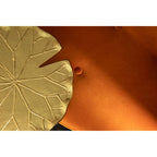 Handcrafted Floral Round Side Table with Warm Gold Finish | Inventivo