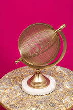 Geometric Mosaic Top Gold Finish Side Table with Slim Column and Round Base | Inventivo
