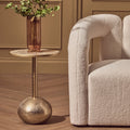 Geometric Mosaic Top Gold Finish Side Table with Slim Column and Round Base | Inventivo
