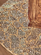 Geometric Mosaic Top Gold Finish Side Table with Slim Column and Round Base | Inventivo