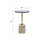 Geometric Mosaic Accent Side Table with Slim Gold Cylindrical Pedestal Base | Inventivo