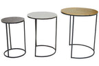 Set of 3 Black and Gold Hammered Metal Nesting Tables | Elias