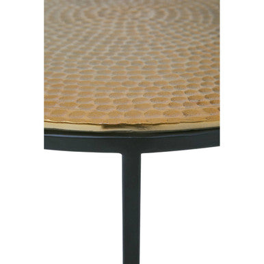 Set of 3 Black and Gold Hammered Metal Nesting Tables | Elias