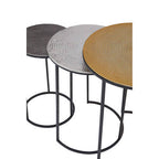 Set of 3 Black and Gold Hammered Metal Nesting Tables | Elias