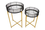Set of 2 Black Wire and Gold Metal Frame Nesting Tables | Enzo