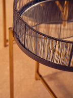 Set of 2 Black Wire and Gold Metal Frame Nesting Tables | Enzo