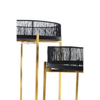 Set of 2 Black Wire and Gold Metal Frame Nesting Tables | Enzo