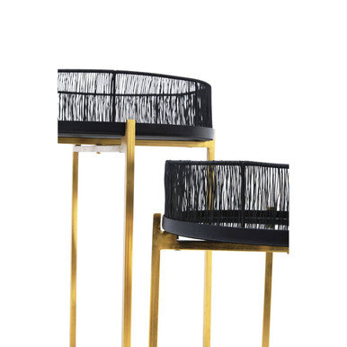 Set of 2 Black Wire and Gold Metal Frame Nesting Tables | Enzo