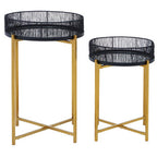 Set of 2 Black Wire and Gold Metal Frame Nesting Tables | Enzo