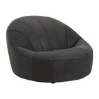 Antique Black Leather Lounge Cocoon Chair | Hoxton
