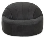 Antique Black Leather Lounge Cocoon Chair | Hoxton
