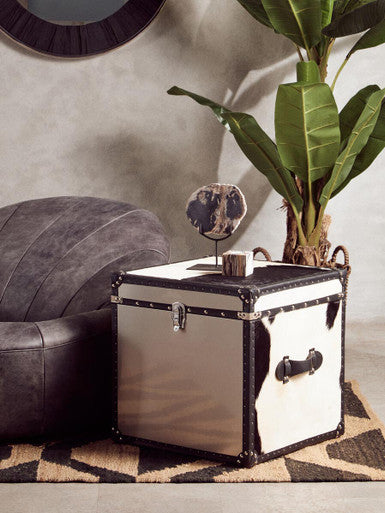 Antique Black Leather Lounge Cocoon Chair | Hoxton
