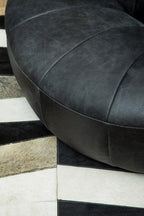 Antique Black Leather Lounge Cocoon Chair | Hoxton