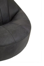 Antique Black Leather Lounge Cocoon Chair | Hoxton