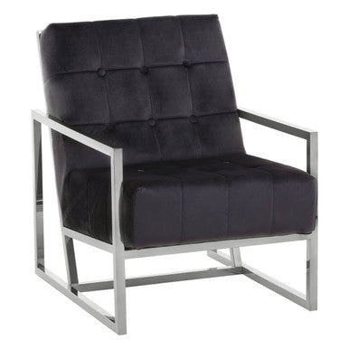 Black Velvet Chair with Stainless Steel Frame | Hana
