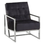 Black Velvet Chair with Stainless Steel Frame | Hana
