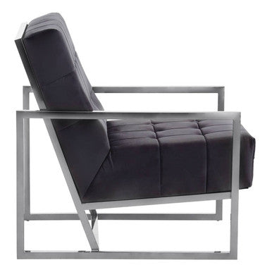 Black Velvet Chair with Stainless Steel Frame | Hana