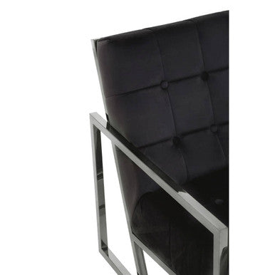 Black Velvet Chair with Stainless Steel Frame | Hana
