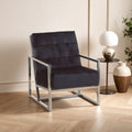 Black Velvet Chair with Stainless Steel Frame | Hana