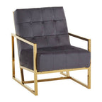Grey Velvet Chair with Gold Frame | Hana