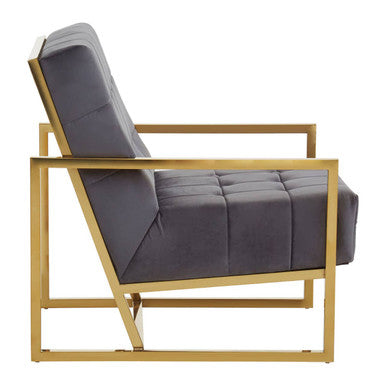 Grey Velvet Chair with Gold Frame | Hana