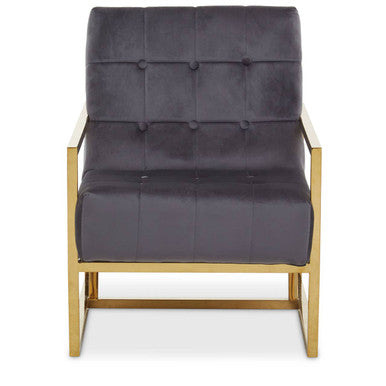 Grey Velvet Chair with Gold Frame | Hana