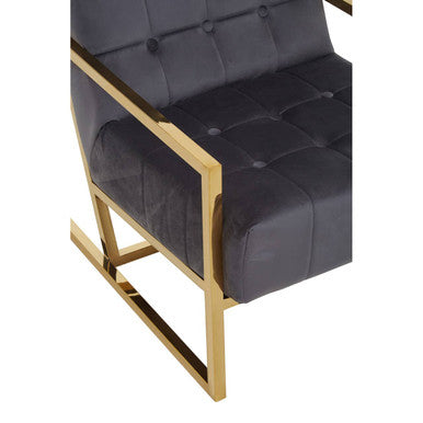 Grey Velvet Chair with Gold Frame | Hana