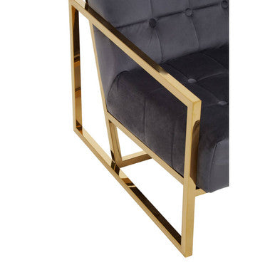 Grey Velvet Chair with Gold Frame | Hana