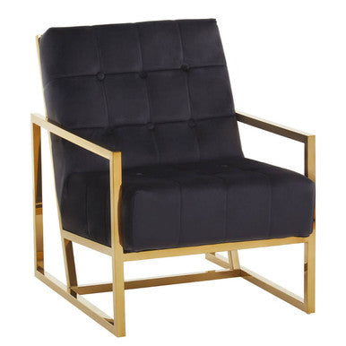 Black Velvet Chair with Gold Frame | Hana
