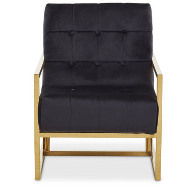 Black Velvet Chair with Gold Frame | Hana